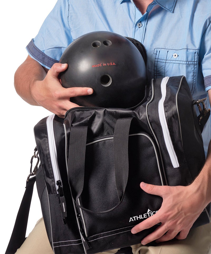 Athletico Bowling Bag & Seesaw Polisher Bundle - Single Ball Tote Bag With Padded Ball Holder - Fits a Single Pair of Bowling Shoes Up to Mens Size 14 (Black) - Image 4